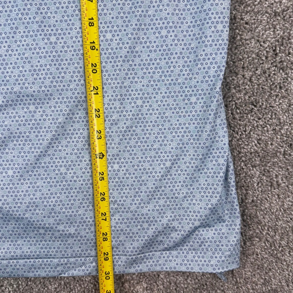 Peter Millar Summer Comfort Polo Shirt Mens Medium Sky Blue Geometric Golf NWT - Picture 7 of 8